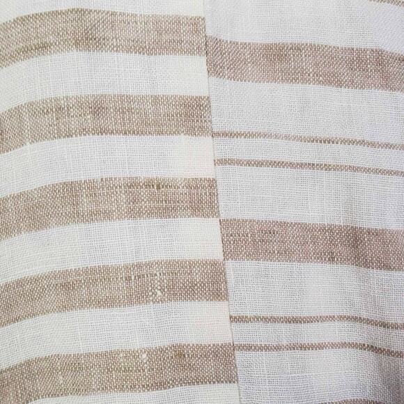 J Jill Shirt Popover Womens Size Medium M Tunic Top Boxy Tan White Striped Linen - Picture 4 of 9